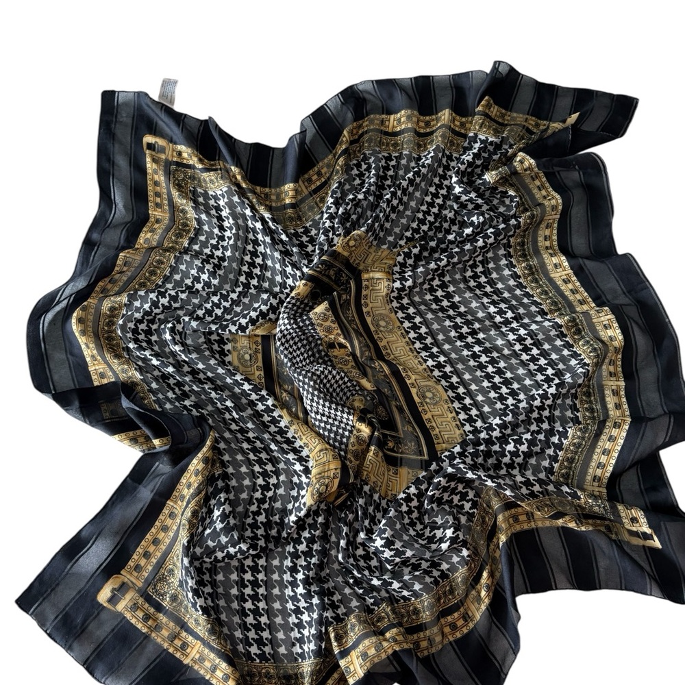 Black and Gold vintage Geometric Pattern Scarf